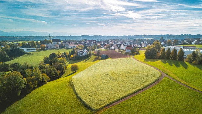 Ansicht Ortsteil Görwihl von oben.