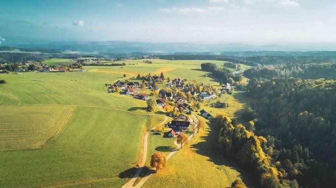 Ansicht Ortsteil Hartschwand von oben.