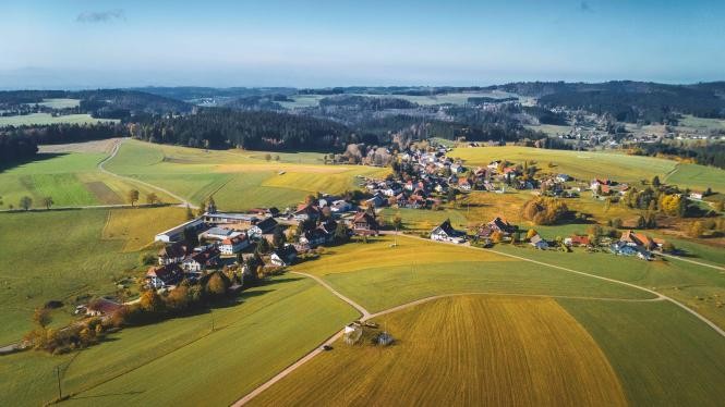 Ansicht Ortsteil Segeten von oben.